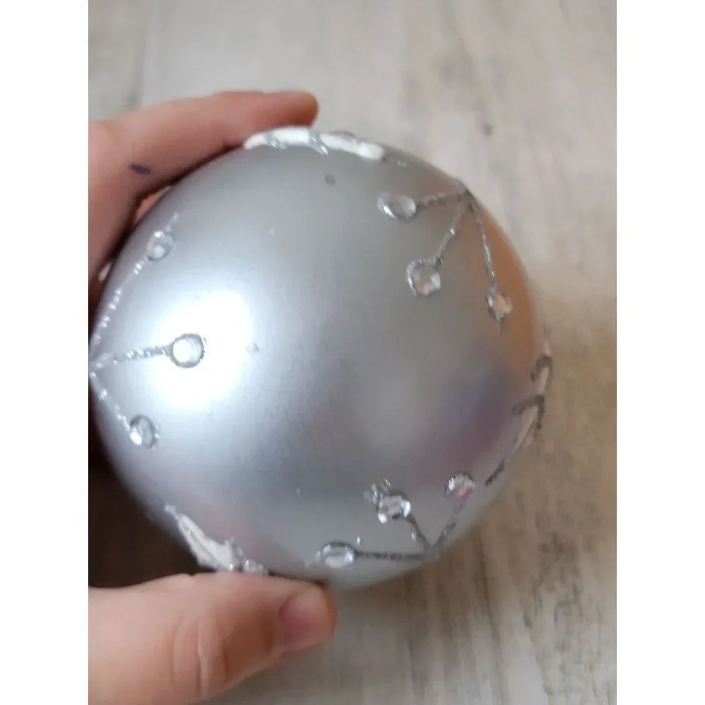 Silver ball snowflake glitter ornament Xmas decor‎